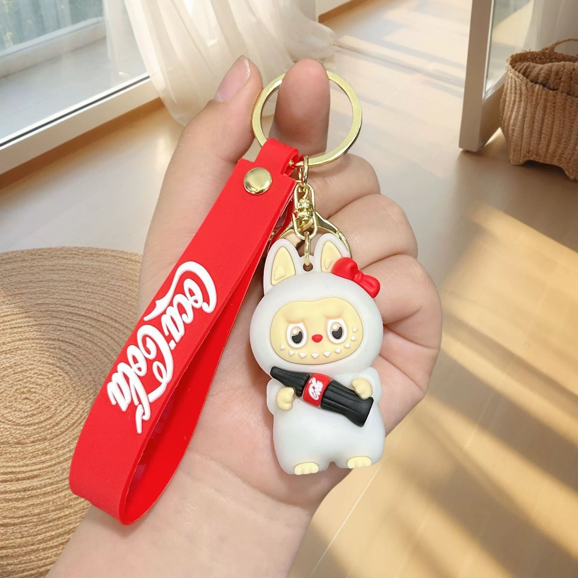 Labubu Keychain – Coca-Cola Silicone Strap & Resin Character Charm